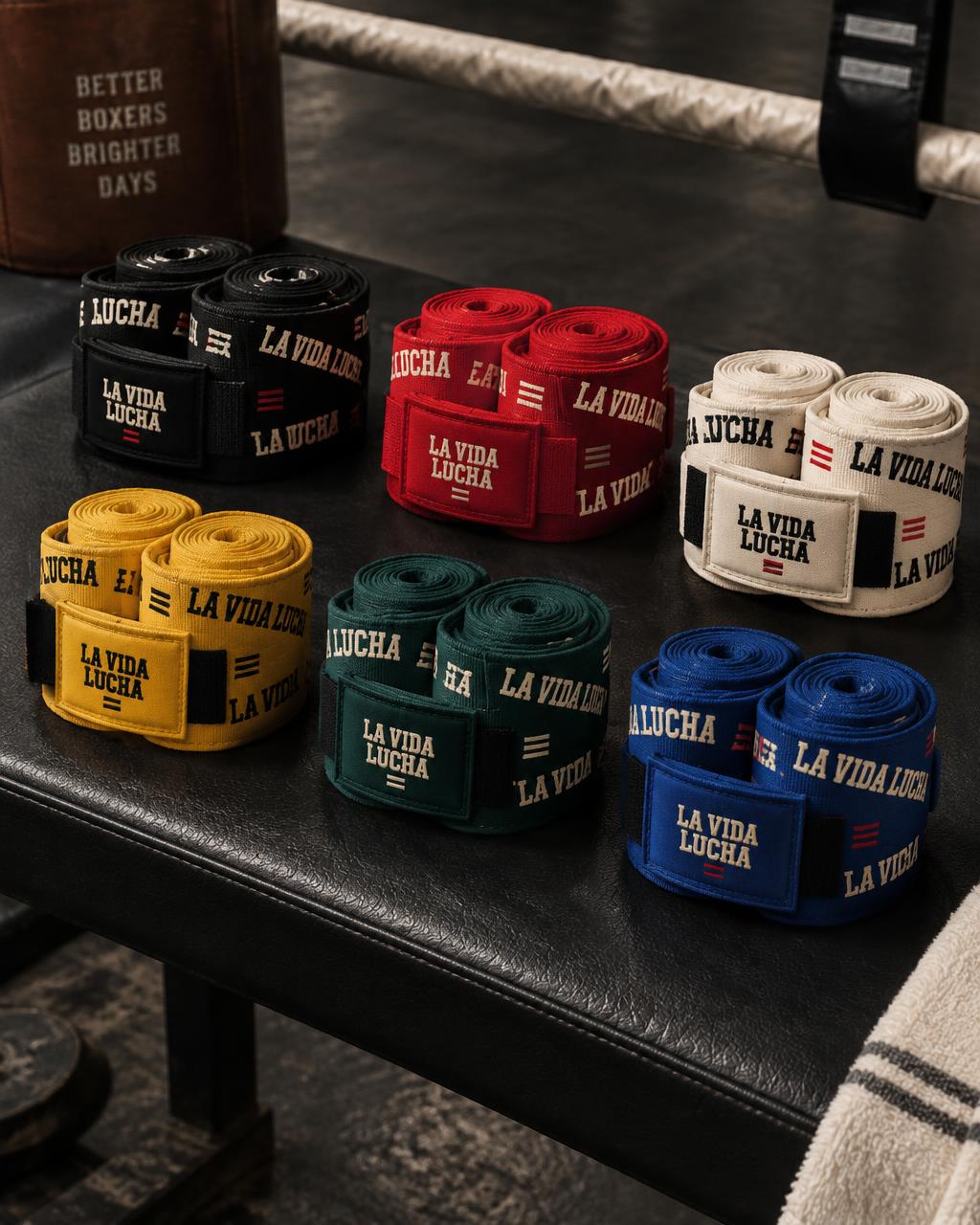 LA VIDA LUCHA printed boxing hand wraps in six colours