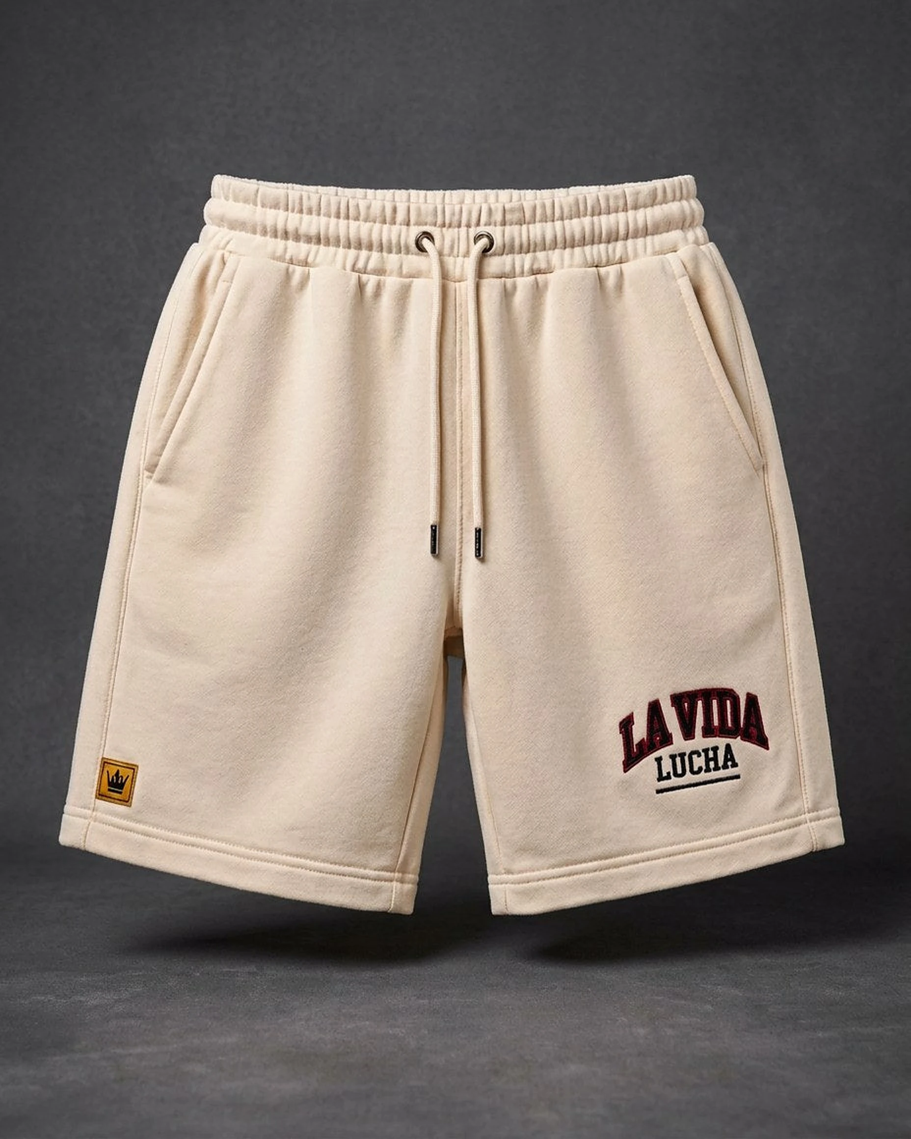 Corner Fleece Shorts – Cream, front product photograph